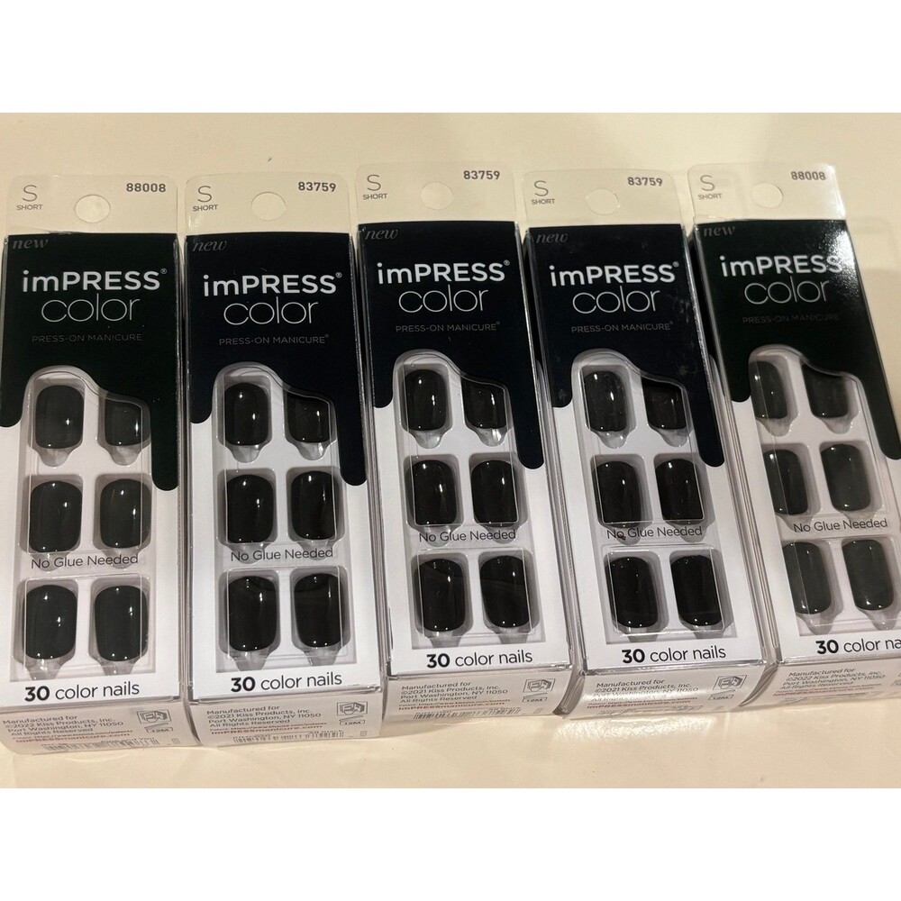 imPRESS Color Press-On Manicure Nails all black 020 + pine and you 36 lot of 5